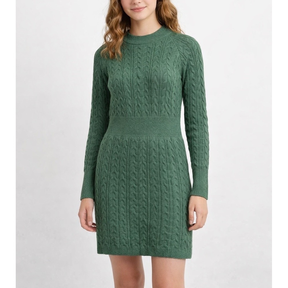 Green Cable Knit‎ Long Sleeve Sweater Dress Women's Size Medium